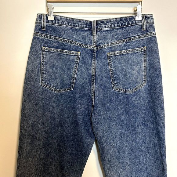 NWT Pretty Little Thing Womens Wide Leg Jeans Size US 12 Acid Wash Medium - Picture 14 of 15